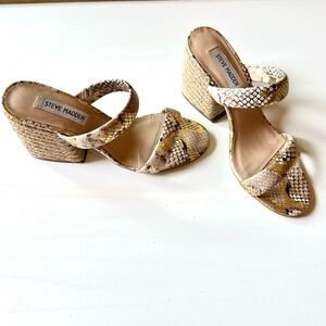 Steve Madden Beige Snake Print Wedge Sandals